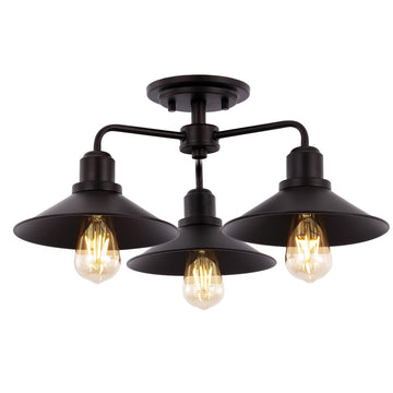 Calvin 18.5" Iron Industrial LED Semi-Flush Mount - JONATHAN Y